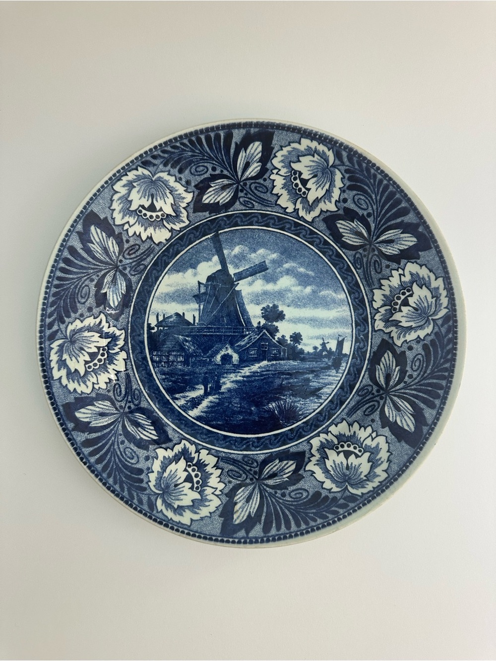 Blue Floral Windmill Decorative Wall Plate Boch Delfts